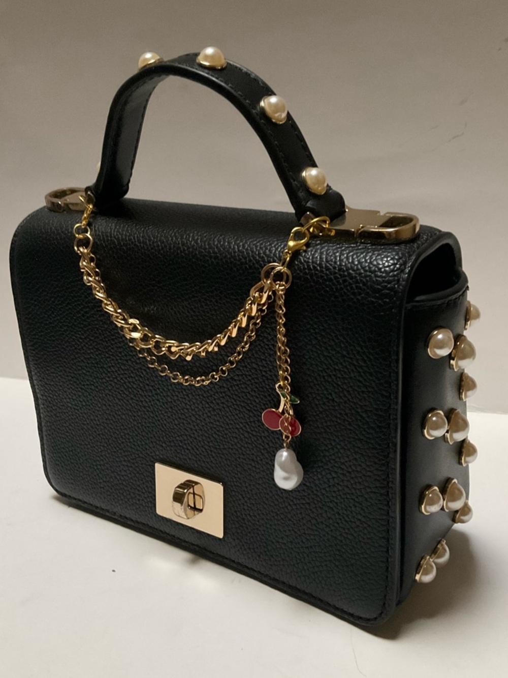 Kate Spade Pearl-Stud Chain Black Crossbody Bag Serrano Place Pearl Maisie MINI
